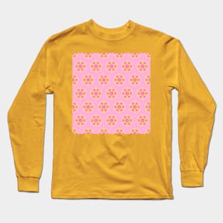 Retro kaleidoscope flowers, in yellow and pink pastel tones Long Sleeve T-Shirt